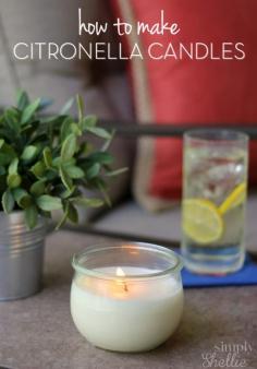 Keep the bugs away with these easy Homemade Citronella Candles. You can skip the bug spray and enjoy being outside this summer with this easy tutorial and Make Your Own Citronella Candles in about 10 minutes.