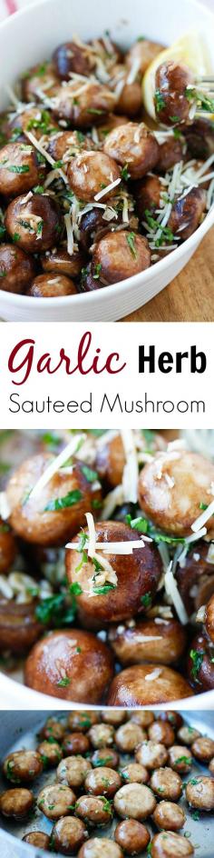 Garlic Herb Sautéed Mushrooms – best & easiest mushroom recipe that takes only 10 minutes. Super delicious!! | rasamalaysia.com
