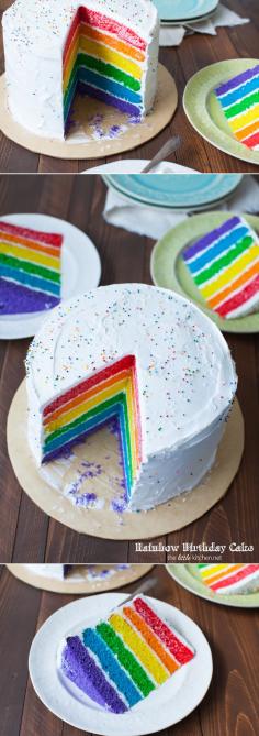 Rainbow Birthday Cake thelittlekitchen.net