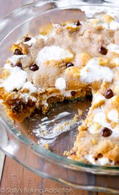 Sallys Baking Addiction S'mores Chocolate Chip Cookie Cake. - Sallys Baking Addiction VERY VERY Sweet.  I think it would taste very good with black coffee or tea.