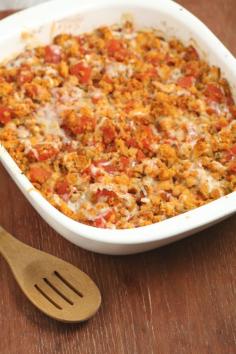 
                    
                        Bruschetta Chicken Bake is a quick and easy family dinner recipe packed with flavorful tomatoes and garlic, gooey cheese, and a crunchy topping.  This makes a great freezer meal too!
                    
                