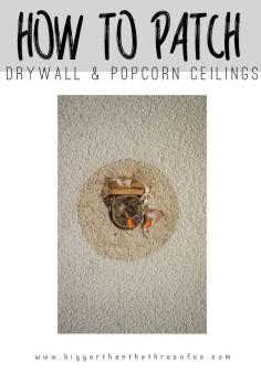 Do you need to patch a drywall hole and have a popcorn ceiling? This tutorial will show you how to do it. It's a simple DIY project.