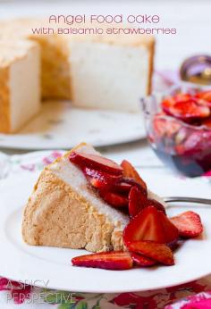 Angel Food Cake with Balsamic Strawberries! If you don't want to make the cake you can use the Balsamic Strawberries recipe with store-bought angel food cake.