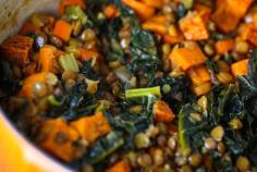 Lentils w sweet potatoes, mushrooms and kale from Food Life Balance