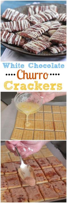 
                    
                        White Chocolate Churro Crackers!  Fun and simple sweet snack for the whole family. #snack #recipe #kidfriendly
                    
                