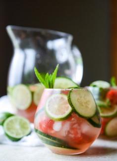 Sparkling cucumber watermelon sangria