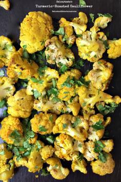 Skinnytaste's Turmeric-Roasted Cauliflower at ReluctantEntertainer.com #clean #recipe