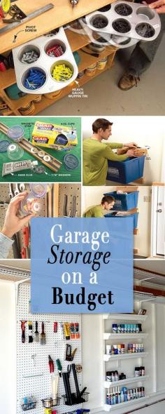 Garage Storage on a Budget • Lot's of projects and ideas to keep your garage organized and neat!