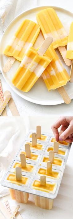 
                    
                        Almond milk and vanilla Greek yogurt make these mango pops ultimately creamy | foodiecrush.com
                    
                
