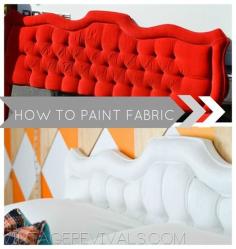 Tufted Headboard Tutorial: How To Paint Fabric #DIY #CRAFTS