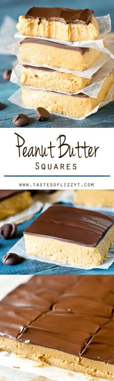 
                    
                        Peanut Butter Squares are the classic school lunchroom treat from your childhood. This no-bake dessert has a thick layer of peanut butter topped with a layer of chocolate.
                    
                