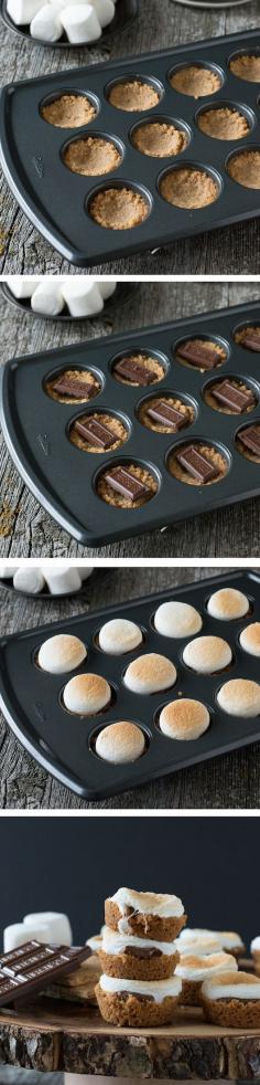 Smores Bites - a twist on the classic dessert, make these little Smores Bites in the oven! Easy and healthy recipes you can find here : http://justcookandeat.com/