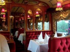 Colonial Tramcar Restaurant, Melbourne, Australia.  these vintage trolleys are turned into luxury dining cars and you are served as you ride around Melbourne at night.  Wonderful experience!