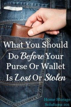 What you should do before your purse or wallet is lost or stolen