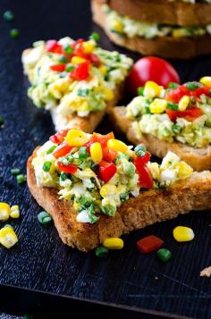 Avocado egg salad is a wonderful healthy salad that you can serve as bruschettas or sandwiches. It's ready in no time and disappears in a minute.| #mediterranean #diet #recipes