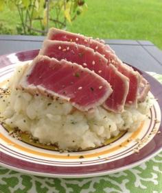 Sesame Seared Tuna and Wasabi Mashed Potatoes - Peas And Crayons...pinning for the taters!