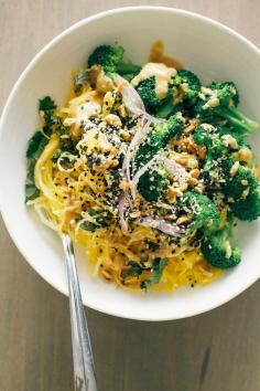 spaghetti squash noodle bowl + lime peanut sauce | The First Mess // healthy vegan recipes for every season