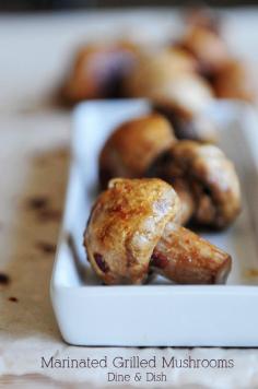 
                    
                        Marinated Grilled Mushrooms - gorgeous flavors of butter, soy sauce, garlic, ginger, and romano cheese ~ recipe on dineanddish.net
                    
                