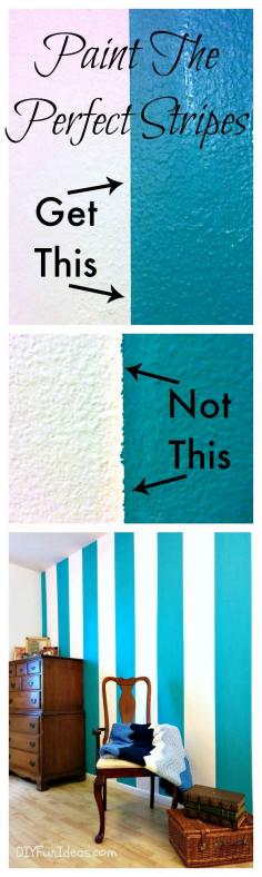 New Striped Wall & The Secret To Painting Sharp Lines & Perfect Stripes ................... #DIY #paint #stripes #walls #furniture #decor