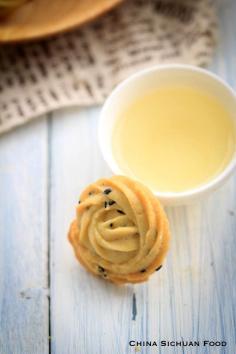 Chinese Style Butter Cookie with black sesame