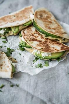 Quesadillas with Feta, Hummus and Avocado -A perfect quick lunch! #Spring #food #eat #lunch #veggie #vegan #recipe #avocado #feta #hummus #middleeastern #inspired #sandwich #Snack #kids