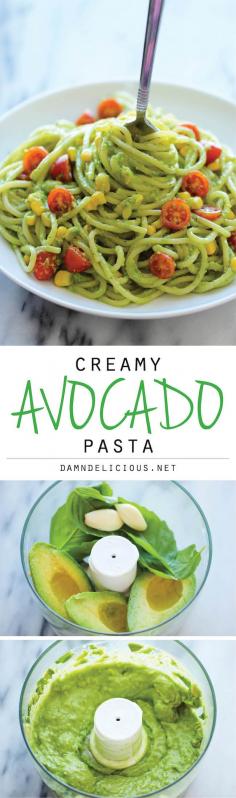 Avocado Pasta - The easiest, most unbelievably creamy avocado pasta. And it'll be on your dinner table in just 20 min! Try on spaghetti squash or zucchini noodles!
