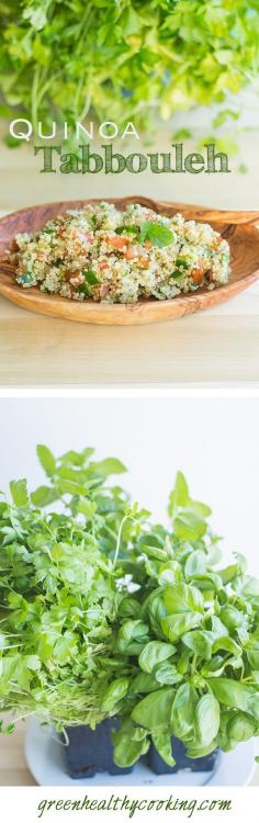 Quinoa Tabbouleh is the perfect vegan meal covering all nutritional and gourmet needs of your body! Enjoy the scent of herbs spreading in your kitchen!