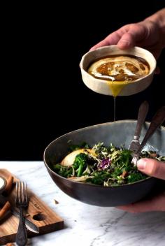 Warm lentil & pear winter salad with freshly grated cinnamon Winter