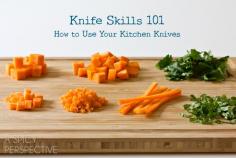 Knife Skills 101 and How to Use Kitchen Knives Like A Pro on ASpicyPerspective.com #howto #knives #cookingtips