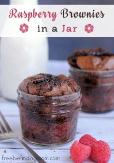 Raspberry Brownies in a Mason Jar