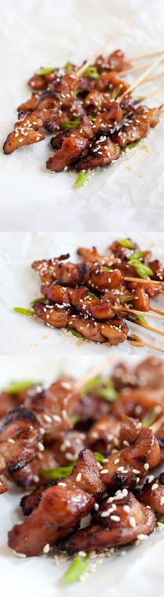 
                    
                        Honey Sesame Chicken Skewers – sticky sweet and savory chicken on skewers. So easy to make, so delicious that you won’t stop eating | rasamalaysia.com
                    
                