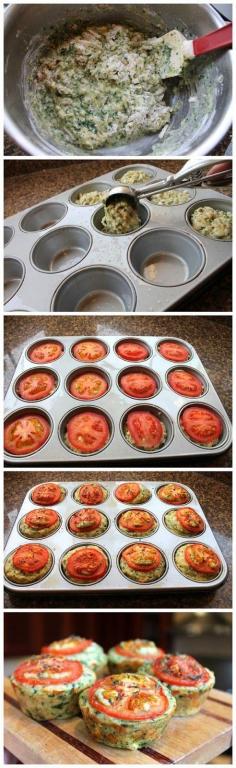 Muffins de queso y espinacas | Cheesy Spinach Muffins.