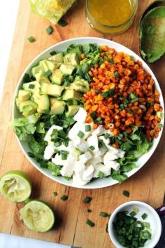 This is a fresh, flavorful vegetarian salad (tastes particularly amazing next to a plate of enchiladas!)