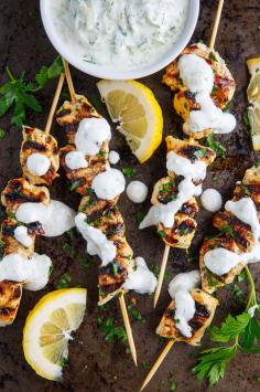 
                    
                        Grilled Chicken Souvlaki with Tzatziki Sauce
                    
                