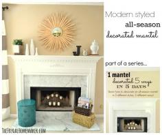 Modern styled all-season decorated mantel {1 mantel decorated 5 ways series}