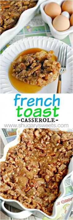 Overnight French Toast Casserole: make it ahead of time and enjoy your mornings! #holidayscramble Christmas Morning Breakfast idea!