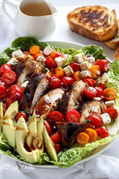 Cafe Delites | Grilled Balsamic Chicken and Avocado Bruschetta Salad | http://cafedelites.com