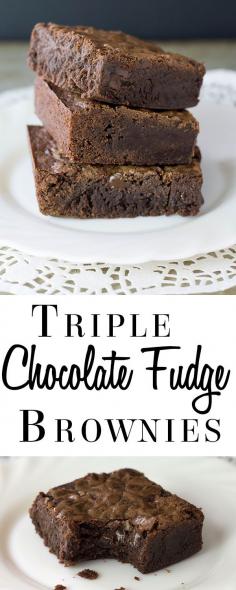 Triple Chocolate Fudge Brownies #foods #foodie #foodporn #yummy #brownies Erren's Kitchen
