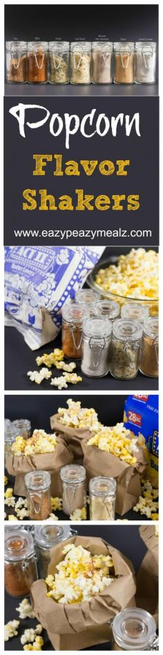 SAVE FOR WEDDING POPCORN BAR...Popcorn flavor shakers paired with Act II Butter Lovers Popcorn for a Pop-tastic family movie night, with popcorn flavors everyone loves! Recipes for sweet, spicy, and cheese flavors!!! @SamsClub @ConAgraFoods #PopIntoSams #ad - Eazy Peazy Mealz