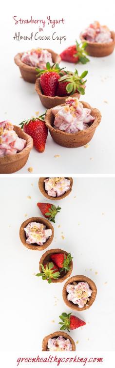 
                    
                        Strawberry Yogurt in Almond Cocoa Cups are the perfect beautiful and delicious dessert to celebrate your mama on Mother's Day. Show her your love!
                    
                
