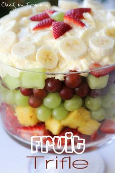 I am going to try this with sugar free pudding and fat free sour cream... Easy Fruit Trifle! Easy and Versatile! This recipe makes the perfect summer side dish!