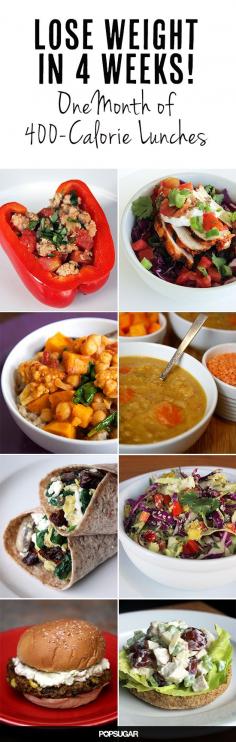 Healthy Lunch Recipes For a Month/ 1 Month of 400 Calorie Lunches: This is great; I have a bad habit of skipping lunch.
