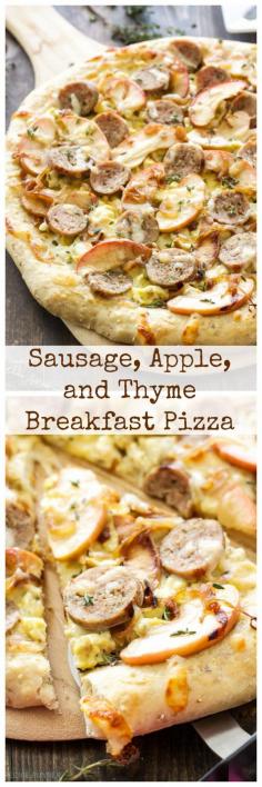 
                    
                        Sausage, Apple, and Thyme Breakfast Pizza | Pizza for breakfast is always a good idea!
                    
                