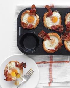 "Bacon, Egg, and Toast Cups" in our Mother's Day Brunch Recipes gallery These egg cups are a fun twist on a bacon, egg, and cheese sandwich. The recipe is versatile: Use crumbled sausage or spinach instead of bacon, and top with a sprinkle of Parmesan or Mom's favorite cheese.