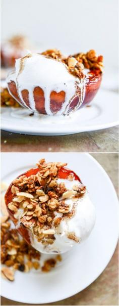 
                    
                        Caramelized Peaches with Coconut Cream and Granola I howsweeteats.com
                    
                