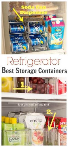 Keep your fridge organized with these ideas! Organize Your Refrigerator {best storage containers} via Four Generations One Roof