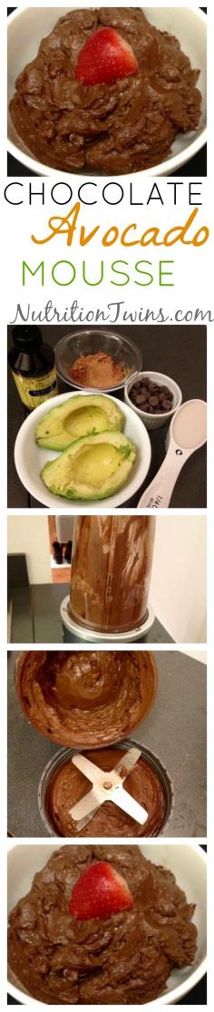 Chocolate Avocado Mousse | Rich, Decadent, Creamy | Healthy Dessert | No Guilt | Only 87 Calories | Made with Avocado! | For MORE RECIPES, fitness & nutrition tips, please SIGN UP for our FREE NEWSLETTER www.NutritionTwins.com