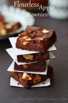 Flourless Chocolate Apple Brownies #glutenfree #grainfree #paleo #flourless #apple