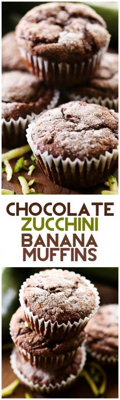 Chocolate Zucchini Banana Muffins