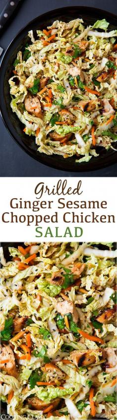 Grilled Ginger Sesame Chopped Chicken Salad - you will LOVE this salad! It's amazingly good!